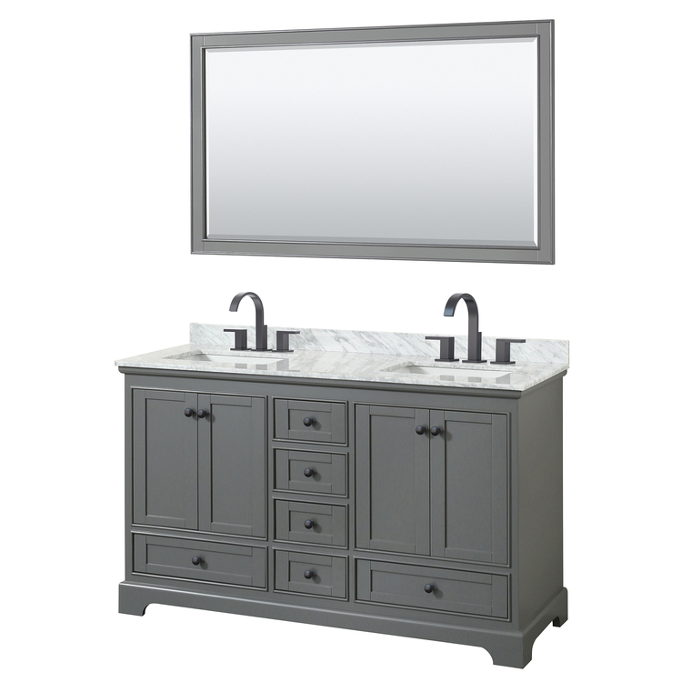 Dark Gray Double Vanity Carrara Marble Countertop Square Sinks image - 1