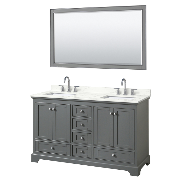 Dark Gray Bathroom Vanity with Giotto Quartz Countertop & Chrome Trim image - 1
