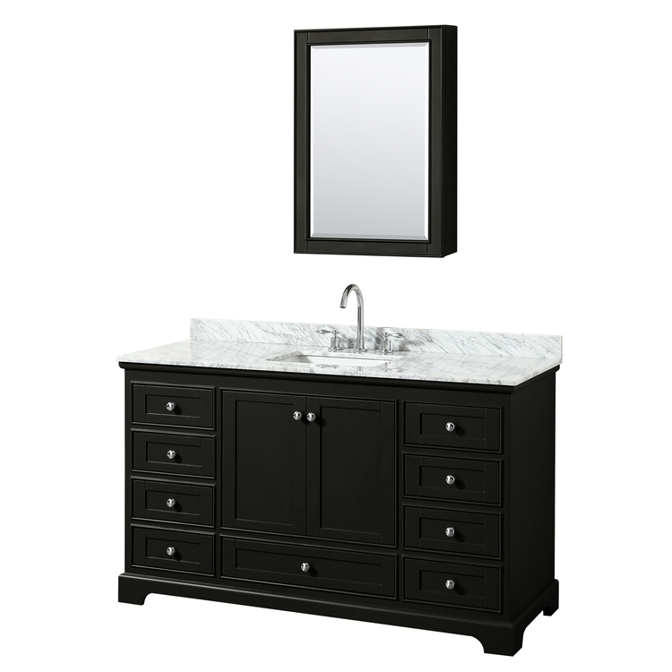Dark Espresso Bathroom Vanity Cabinet w/White Carrara Marble & Undermount Sink image - 1