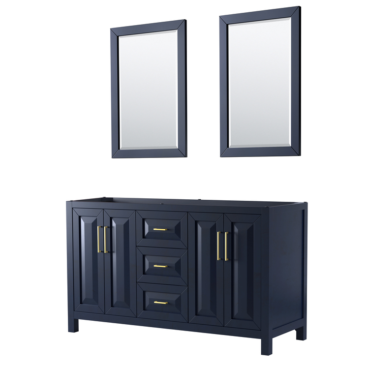 Wyndham Collection Daria 60 Inch Double Bathroom Vanity with 24 Inch Mirrors
