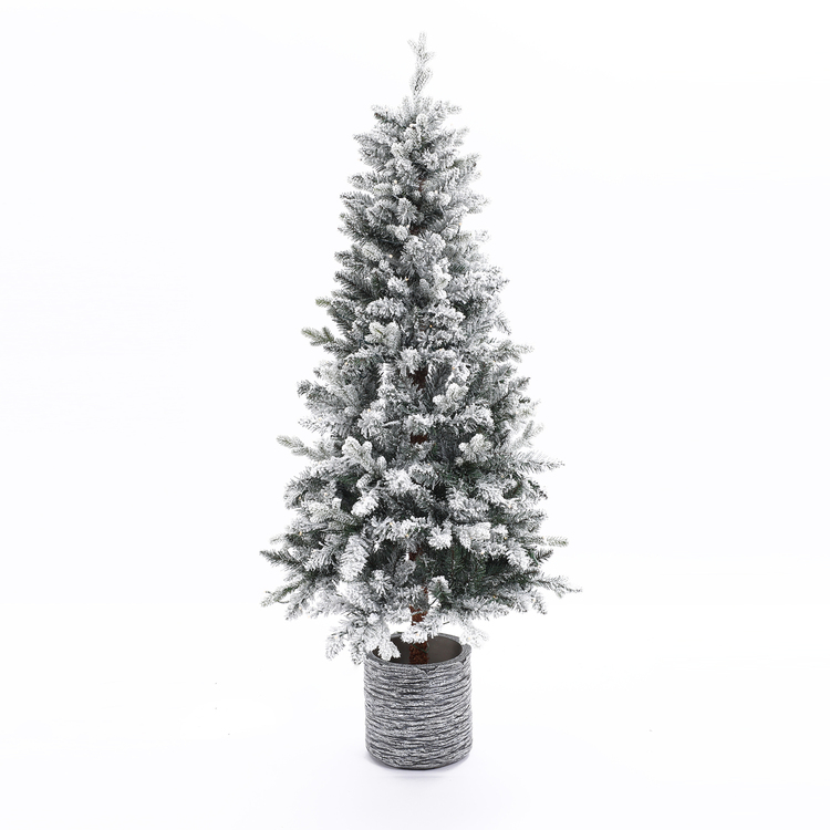 HomeStock 5.6ft Joy Slim Christmas Tree with Lights, Realistic Skinny Pencil Christmas Tree Prelit with 650 Branch Tips, 150 Clear Lights, Artificial Christmas Tree in a Pot image - 1