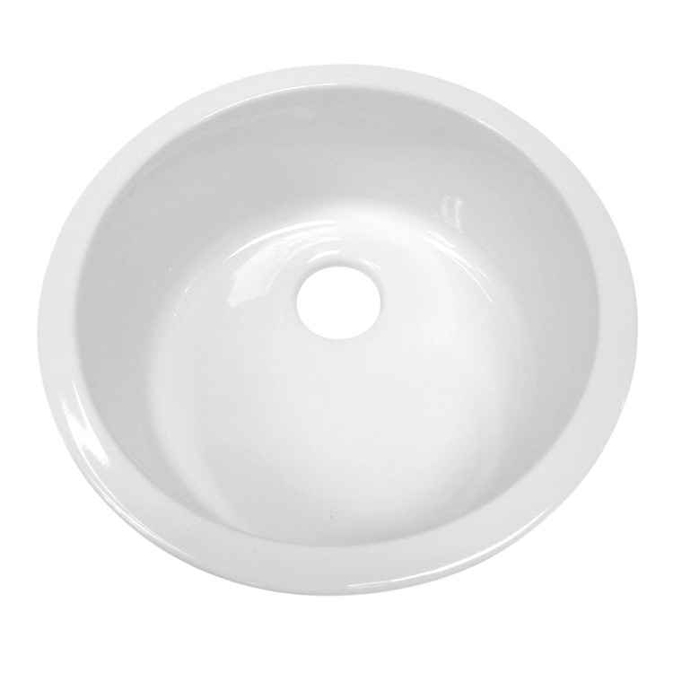 Whitehaus Elementhaus Fireclay Circular Drop In/Undermount Sink with 3 ?" Rear Center Drain image - 1