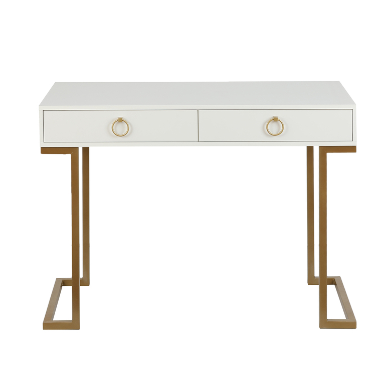 Luxen Home Modern White Writing Desk with Gold Legs - Luxenhome image - 1