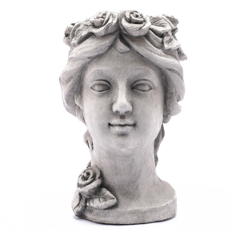 LuxenHome Victorian Rose Lady Bust Planter - Gray MGO Statue Flower Pot image - 1