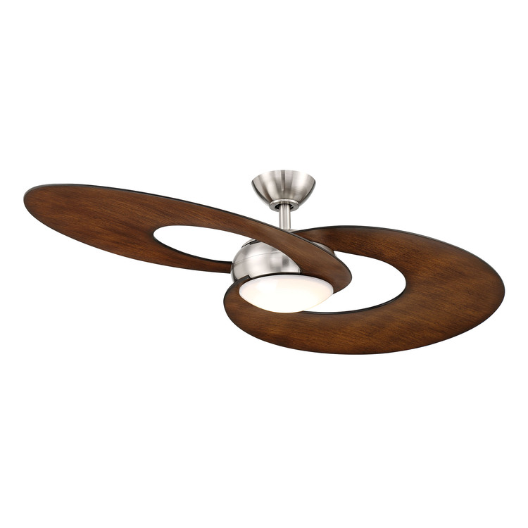 52 Wi-Fi Smart Ceiling Fan Nickel Finish Walnut Blades - Wind River Fans image - 1
