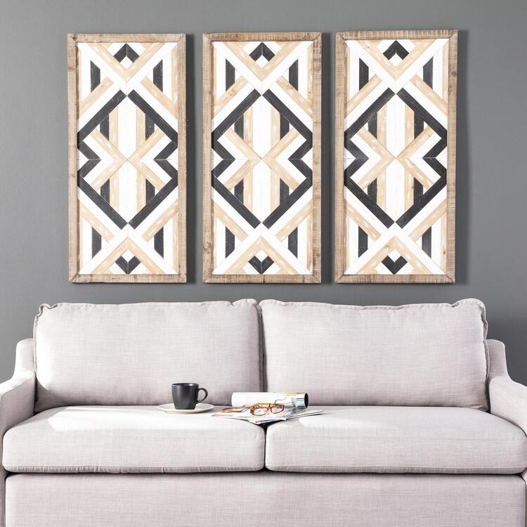 Decorative Wooden Wall Panel Set - Eclectic Tribal Style - SEI image - 1