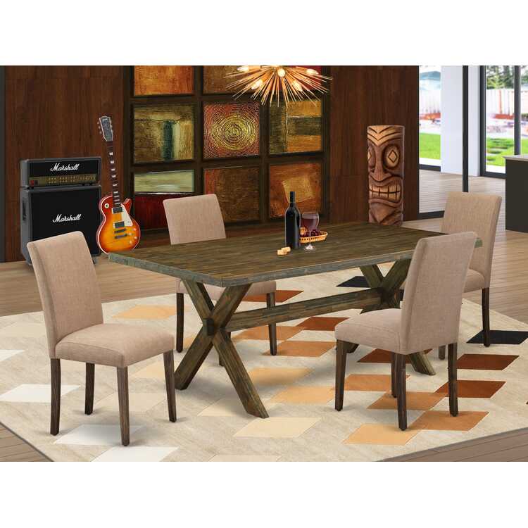 Mid Century Style Kitchen Table Set with Upholstered Chairs image - 1