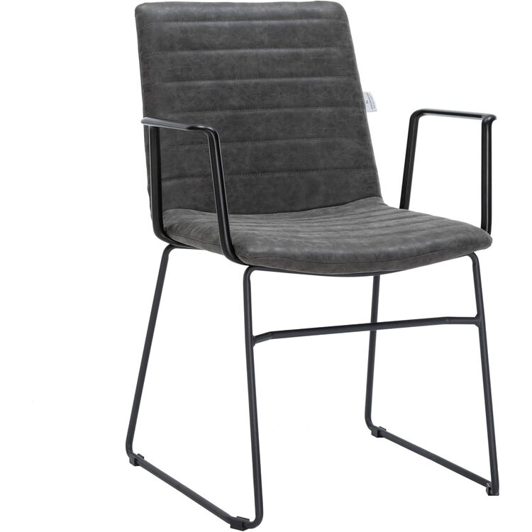 LeisureMod Zylar Series Office Guest Arm Chair in Charcoal Leather image - 1