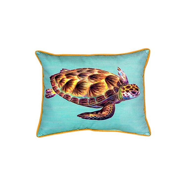 Beach Nautical Lumbar Pillow Brown Teal Violet Polyester - Betsy Drake Interiors image - 1