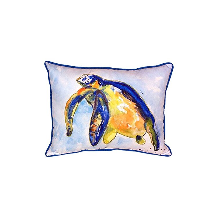 Blue Sea Turtle Extra Large Indoor Outdoor Zippered Pillow - Betsy Drake Interiors image - 1