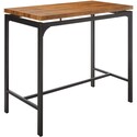 Benjara 5 Piece Wooden Bar Table and Bar Stools with Metal Legs, Brown and Black Thumbnail - 1