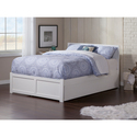 AFI Orlando Queen Platform Bed with Footboard and Turbo Charger with Twin Extra Long Trundle in White Thumbnail - 1
