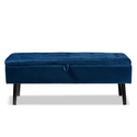Baxton Studio Caine Modern and Contemporary Navy Blue Velvet Fabric Upholstered and Dark Brown Finished Wood Storage Bench Thumbnail - 1