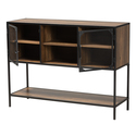 Baxton Studio Cardea Modern Industrial Walnut Brown Finished Wood and Black Metal 2-Door Sideboard Thumbnail - 1