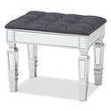 Baxton Studio Hedia Contemporary Glam and Luxe Grey Fabric Upholstered and Silver Finished Wood Ottoman Thumbnail - 1