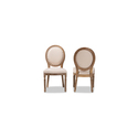 Traditional French Inspired Beige Upholstered Dining Chair Set Thumbnail - 1