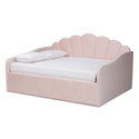 Baxton Studio Timila Modern and Contemporary Light Pink Velvet Fabric Upholstered Queen Size Daybed Thumbnail - 1