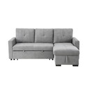 Benjara 88 Inch Reversible Sleeper Sectional Sofa with Storage Chaise, Light Gray Thumbnail - 1