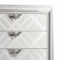 Benjara Beli 54 Inch 5 Drawer Tall Dresser Chest, Carved Acrylic Feet, Crisp White Thumbnail - 1