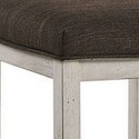 Benjara Berg 26 Inch Stool, Brown Fabric Padded Seat, White Wood Base, Set of 2 Thumbnail - 1