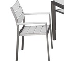 Silver Plank Outdoor Dining Set for 6 People with Comfortable Seating Thumbnail - 1