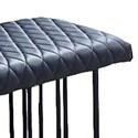 Benjara Ela 47 Inch Modern Dining Bench, Dark Gray Vegan Leather, Black Metal Frame Thumbnail - 1