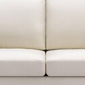 Benjara Gala Sofa, Crisp Soft Beige Linen Fabric, 2 Pillows, Brown Solid Wood Frame Thumbnail - 1