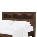 Benjara 3 Open Bookcase Queen King Size Bed with Soft Light, Brown Thumbnail - 1