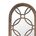 Benjara Arched Top Wood Encased Floor Mirror with Ring Design, Brown Thumbnail - 1