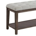 Benjara Bench with Button Tufted Seat and Open Shelf, Beige Thumbnail - 1