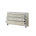 Benjara Dresser with 6 Drawers and Circular Decorative Pattern, Silver Thumbnail - 1