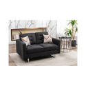 Blissful Nights Global Glam Linen Fabric Loveseat With Metal Legs, Side Pockets, And Pillows Thumbnail - 1