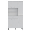 White Kitchen Pantry Cabinet with Storage and Drawers - Boahaus Thumbnail - 1