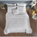 Charleston Collection Queen Bedspread Set in Elegant Ivory Cotton Thumbnail - 1