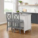 Crosley Silvia Stainless Steel Top Kitchen Island W/Riley Stools White/Gray - Kitchen Island & 2 Stools Thumbnail - 1