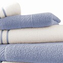 Benjara Dana 6 Piece Soft Egyptian Cotton Towel Set, Striped, Sky Blue, White Thumbnail - 1