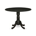 5-Piece Modern Dining Set Drop Leaf Table Linen Chairs Black Finish Thumbnail - 1