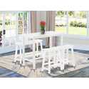 Modern Dining Set - Table, Stools & Bench - White Thumbnail - 1