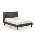 Brown Queen Size Platform Bed Set with Distressed Nightstands Thumbnail - 1