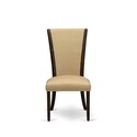 East West Furniture VEP7T03 Verona Parson Dining Chairs - Nailhead Trim Brown Linen Fabric Upholstered Chairs, Set of 2, Jacobean Thumbnail - 1