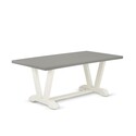 Modern Rectangular Dining Table 6-Pc Dinette Set Linen White Finish Thumbnail - 1