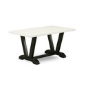 East West Furniture 6-Piece Kitchen Table Set with Chairs & Bench - Blue Linen Fabric Thumbnail - 1