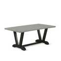Dining Room Set Dark Grey Linen Fabric Chairs Thumbnail - 1