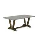 Dining Table Set with Trestle Base and Padded Chairs Thumbnail - 1
