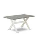 6-Piece Kitchen Table Set with Blue Linen Chairs & Bench Thumbnail - 1