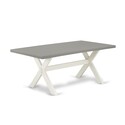 East West Furniture X097LA206-6 6 Piece Modern Dining Table Set Contains a Rectangle Wooden Table with X-Legs and 4 Shitake Linen Fabric Parson Chairs with a Bench, 40x72 Inch, Multi-Color Thumbnail - 1