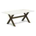 Mid Century Dining Table Set Linen Fabric Parson Chairs Thumbnail - 1