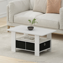Furinno Andrey Coffee Table with Bin Drawer, White/Black Thumbnail - 1