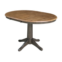 International Concepts 36" Round Extension Dining Table with Leaf and 4 Madrid Ladderback Chairs - 5 Piece Dining Set Thumbnail - 1