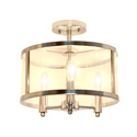 Lalia Home 3-Light 13" Industrial Farmhouse Glass and Metallic Accented Semi-flushmount, Antique Brass Thumbnail - 1